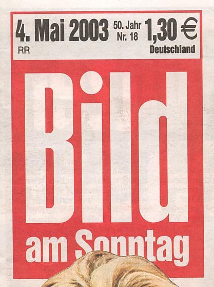 Bild am Sonntag vom 04.05.2003 Bericht ber die tropenholzfreie Sauna von Koll Saunabau im deutschen Bundestag (Nebengebude des Reichstages) ++ Koll Saunabau in Berlin ++